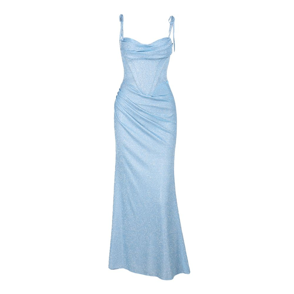 Instunning European and American style blue dress elegant long dress for women perfect for annual meetings banquets and birthday parties image 5