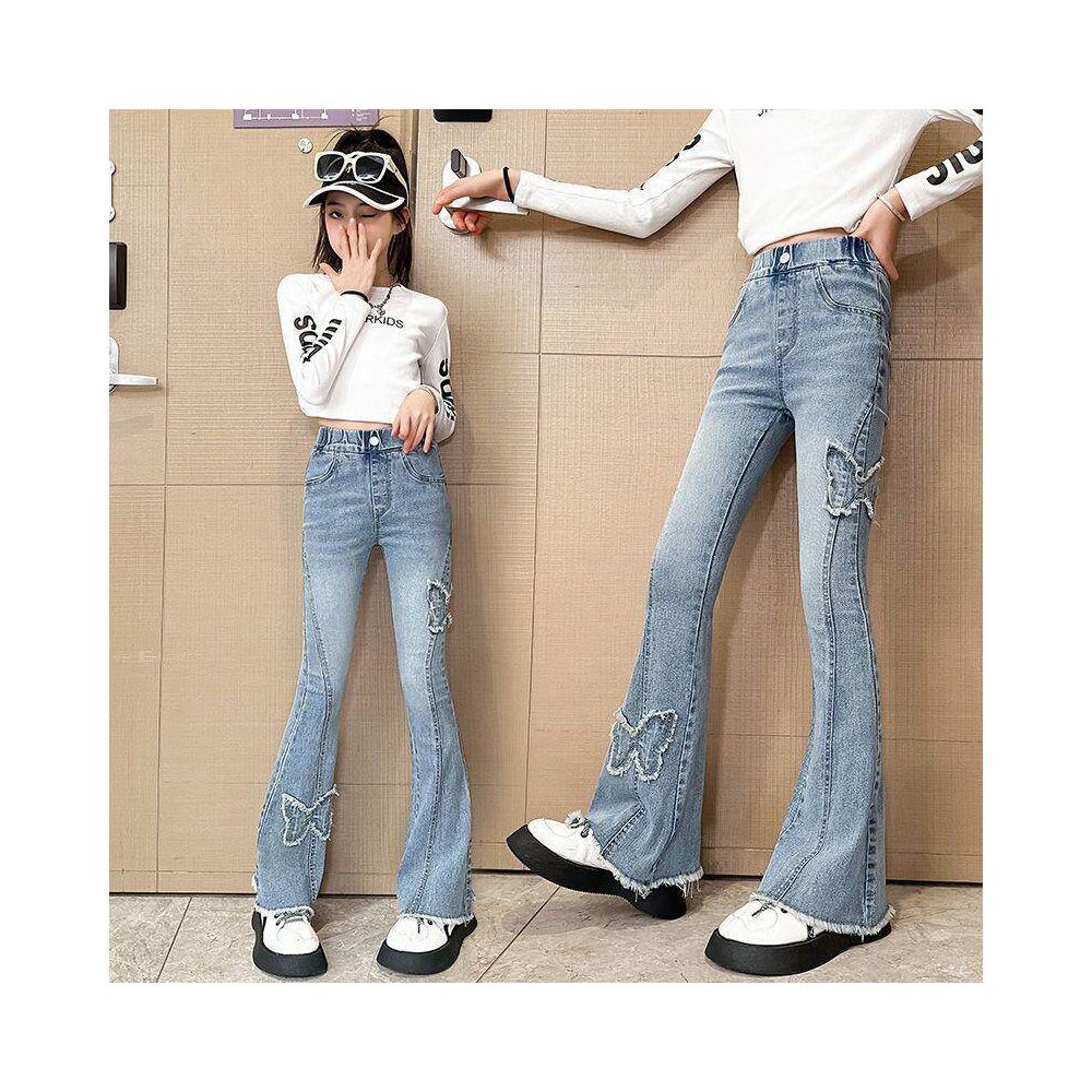 Girls jeans 2025 new spring and autumn style children s stretch pants for medium and large girls flared pants image 3