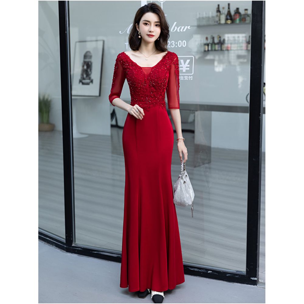 2026 New Style Mermaid Evening Gown for Mothers in Law High End Luxury Wedding Dress for Mothers in Law Youthful and Sophisticated image 4