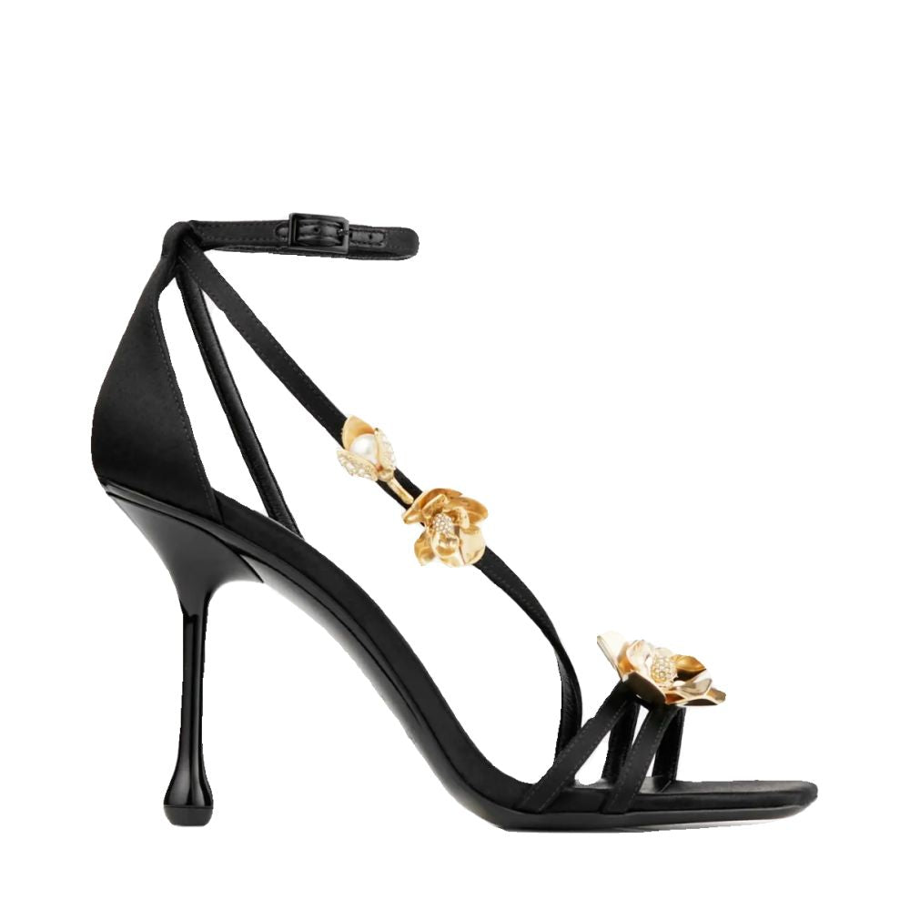 Women s high heeled sandals with gold floral square toe stiletto heels and a sexy open toe design image 4