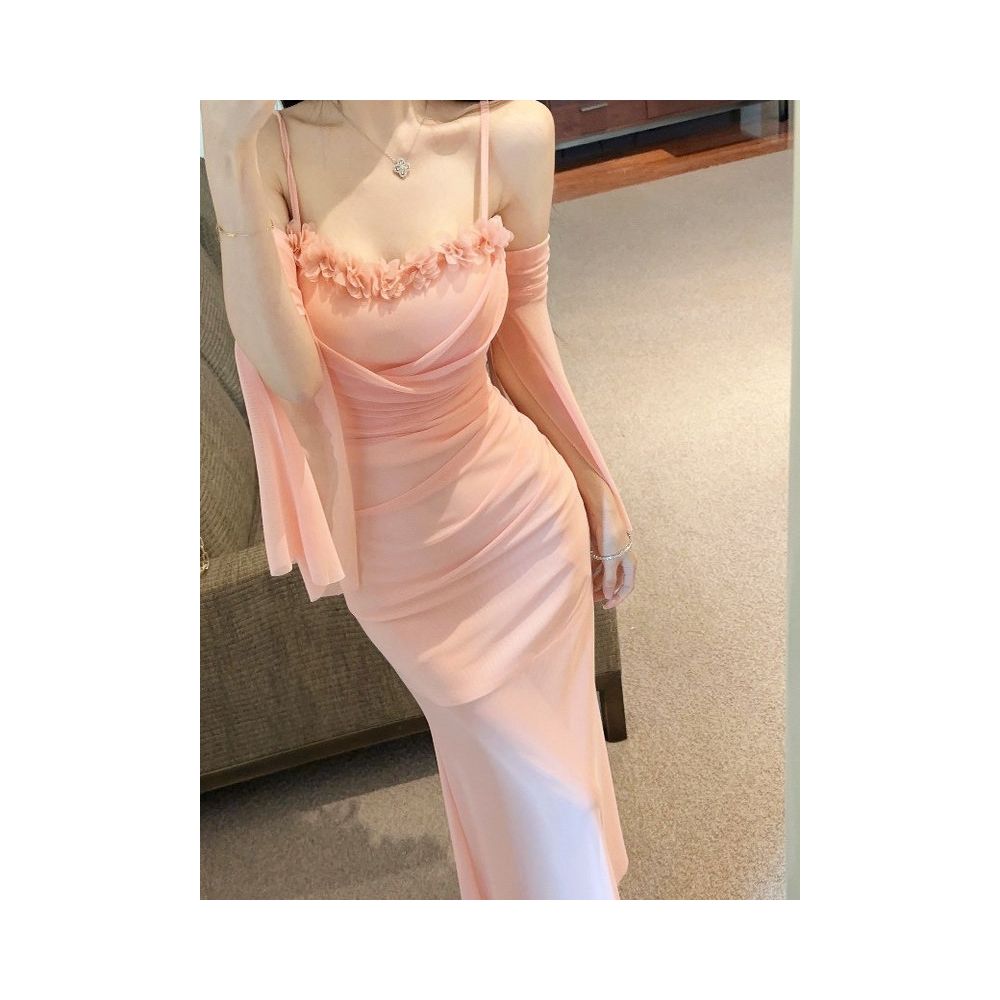 French style sexy off shoulder halter dress stylish nightclub dress with a fitted waist image 1