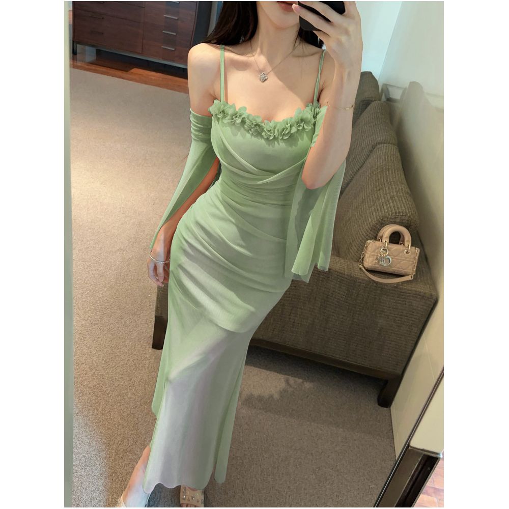 French style sexy off shoulder halter dress stylish nightclub dress with a fitted waist