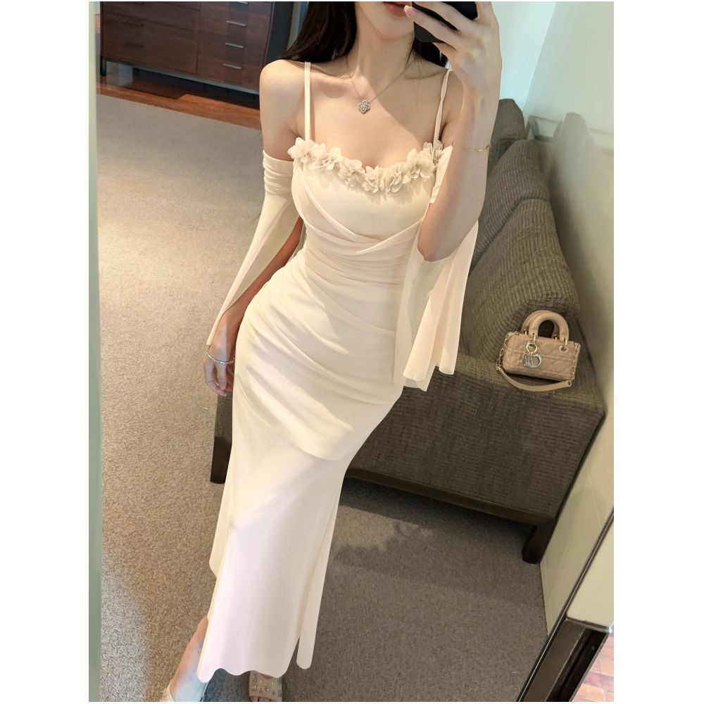 French style sexy off shoulder halter dress stylish nightclub dress with a fitted waist