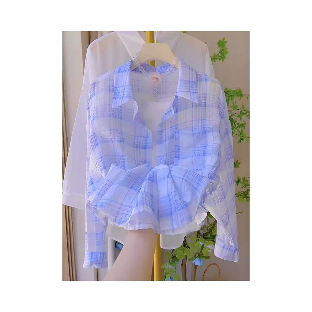 Women s 2025 New Style Hot Selling Pink Plaid Shirt Fashionable Lightweight and Breathable Long Sleeve Sun Protection Jacket