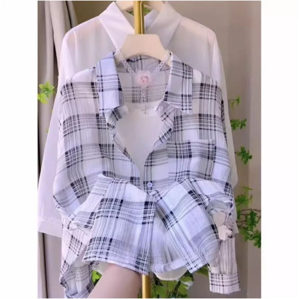 Women s 2025 New Style Hot Selling Pink Plaid Shirt Fashionable Lightweight and Breathable Long Sleeve Sun Protection Jacket