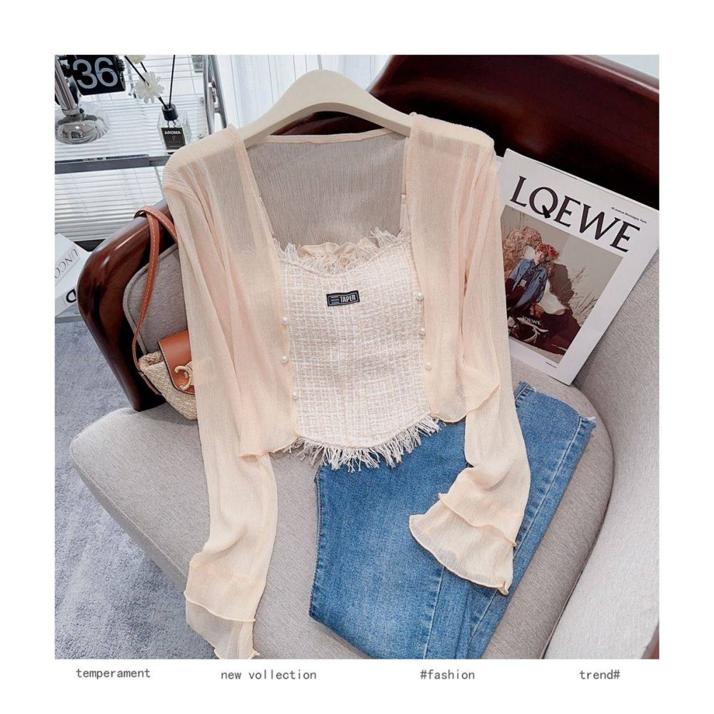 Chiffon Ice Silk Sunscreen Cardigan for Women New Summer Style Breathable Thin Versatile Stylish and Youthful
