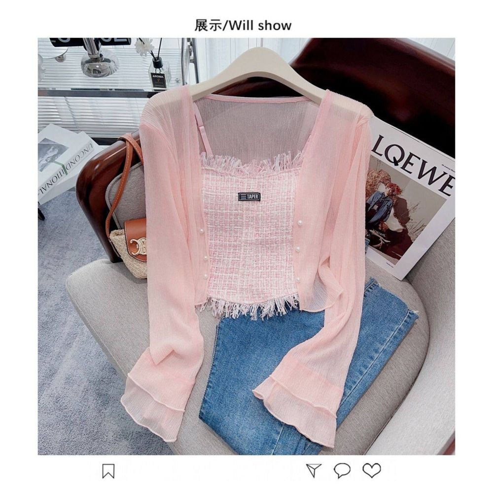 Chiffon Ice Silk Sunscreen Cardigan for Women New Summer Style Breathable Thin Versatile Stylish and Youthful