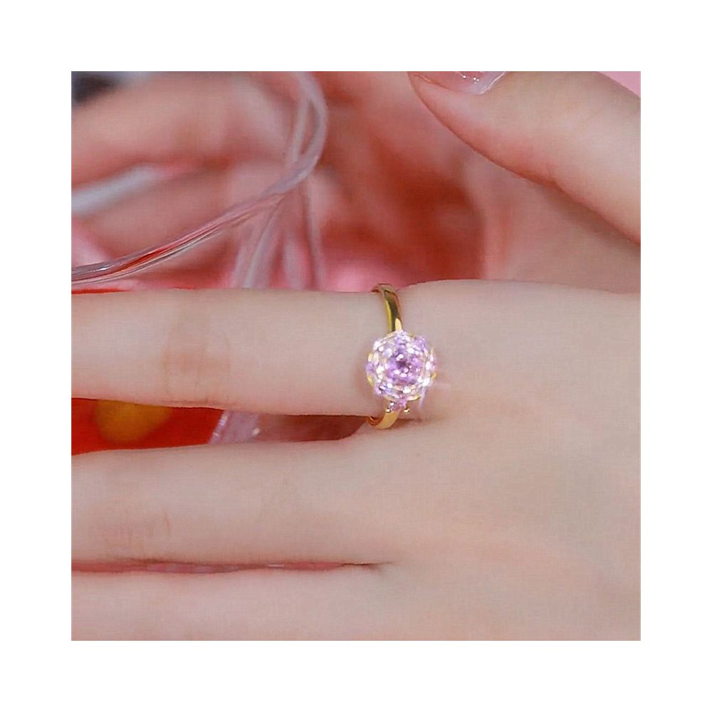High end trending on TikTok this elegant luxurious and fashionable rotating pink ring is super sparkly with full diamonds and an open design perfect for women image 2