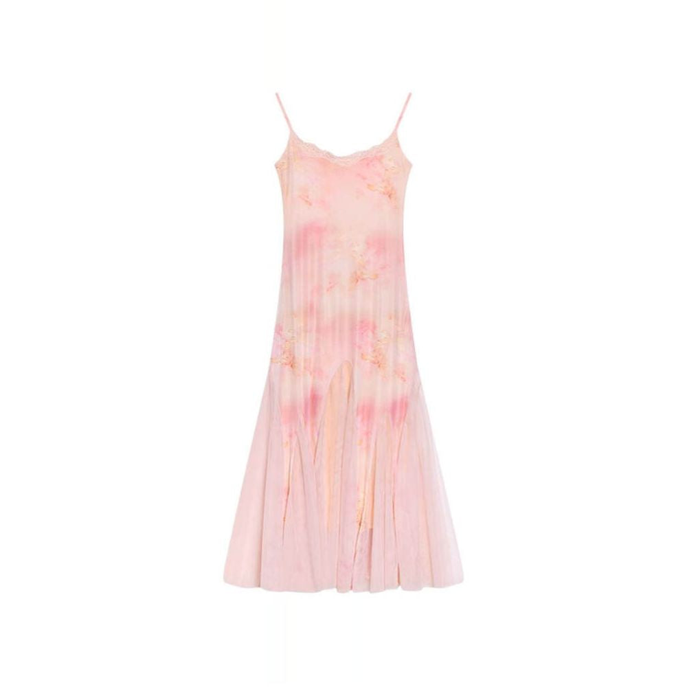 Beach vacation style mesh floral sundress for women summer pure and sexy waist cinching hip hugging mermaid maxi dress image 5