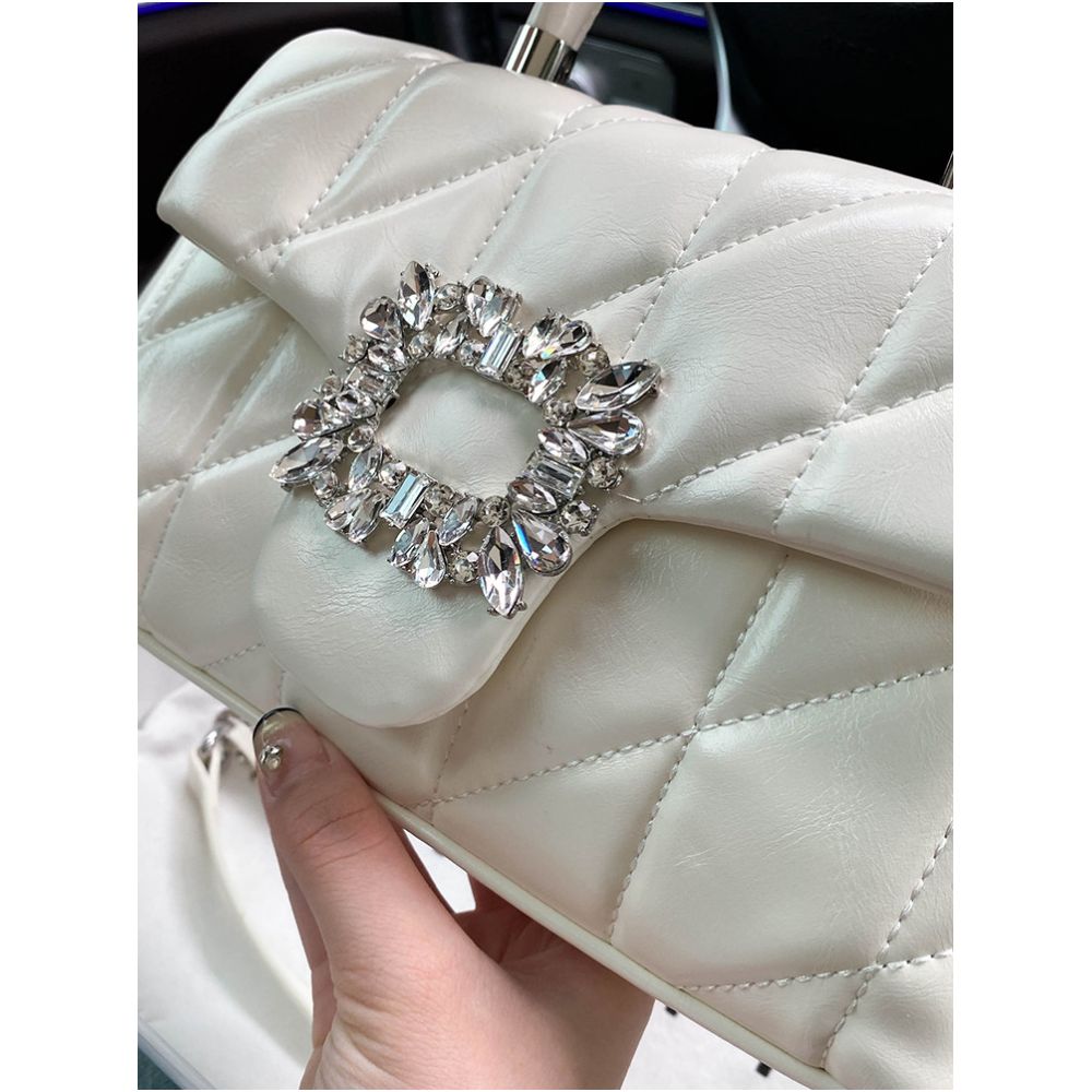 Valentine s Day Gift Light Luxury Small Fragrant Style Lingge Small Square Bag for Women 2025 New High end Diamond Set Handbag Trend image 1