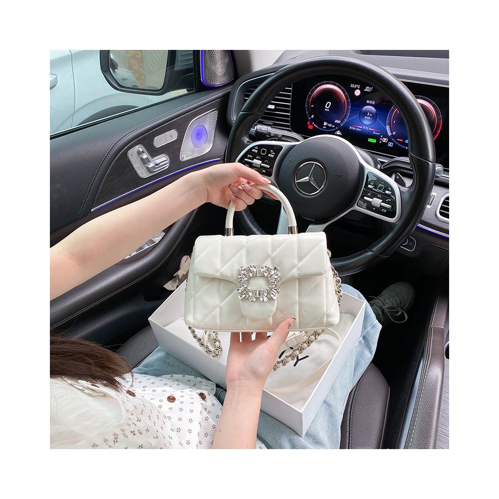 Valentine s Day Gift Light Luxury Small Fragrant Style Lingge Small Square Bag for Women 2025 New High end Diamond Set Handbag Trend