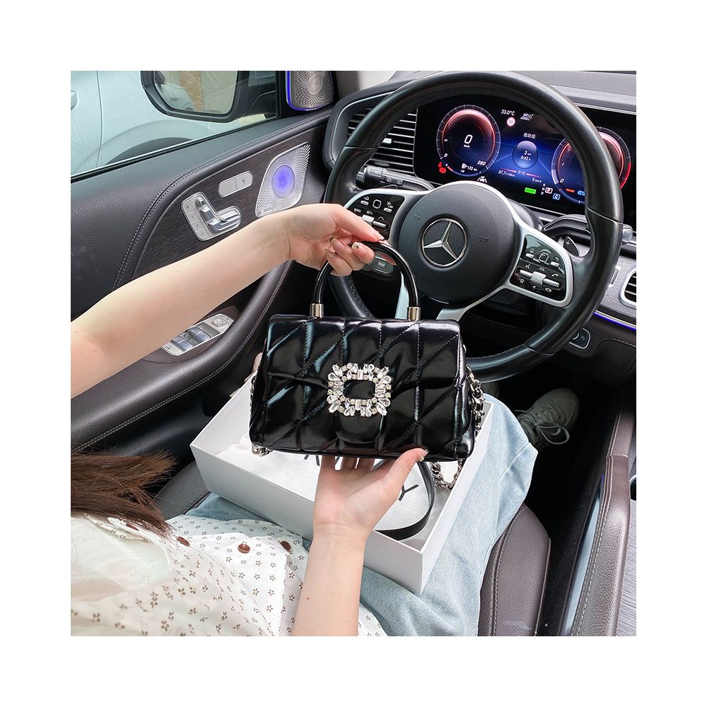 Valentine s Day Gift Light Luxury Small Fragrant Style Lingge Small Square Bag for Women 2025 New High end Diamond Set Handbag Trend