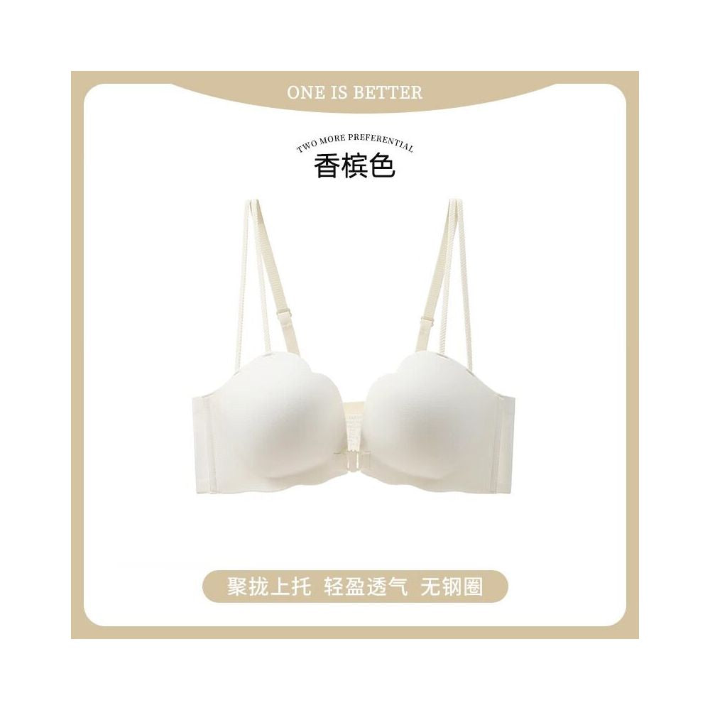 Summer front button underwear women s small chest gathering anti sagging no trace 2025 new popular sexy backless bra