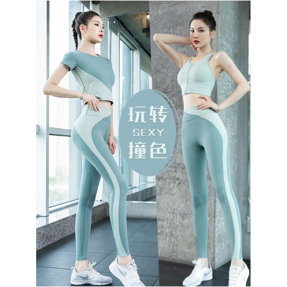 Yoga suit set for women 2025 new style internet celebrity fashionable high end short sleeved fitness suit professional morning running sportswear image 2