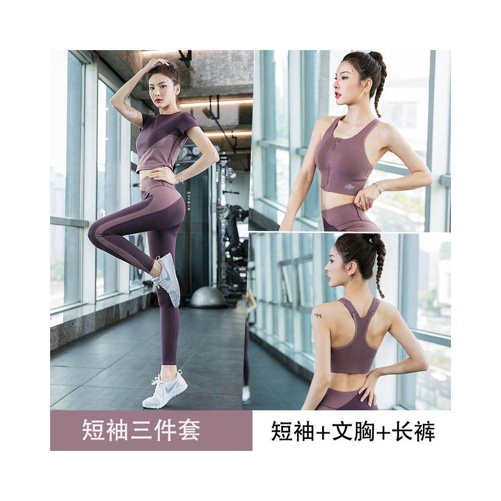 Yoga suit set for women 2025 new style internet celebrity fashionable high end short sleeved fitness suit professional morning running sportswear
