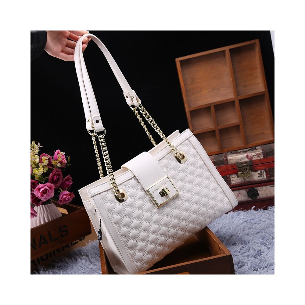 Ouleshi Authentic Brand Women s Bag 2025 Spring Summer New Fashion Leather Diamond Grid Chain Single Shoulder Large Tote Bag image 1