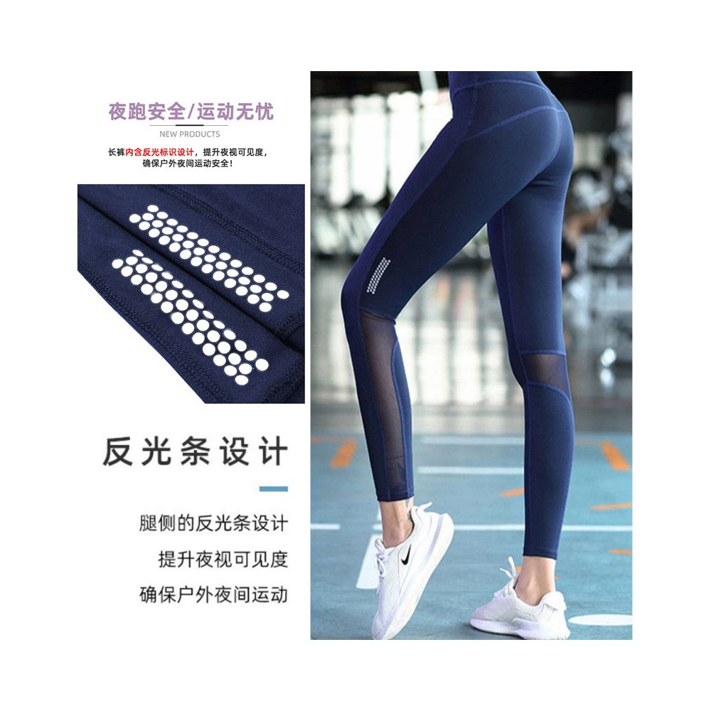 Yoga pants for fitness high waist abdominal compression breathable quick drying slimming running mesh tight pants women s outdoor wear image 3