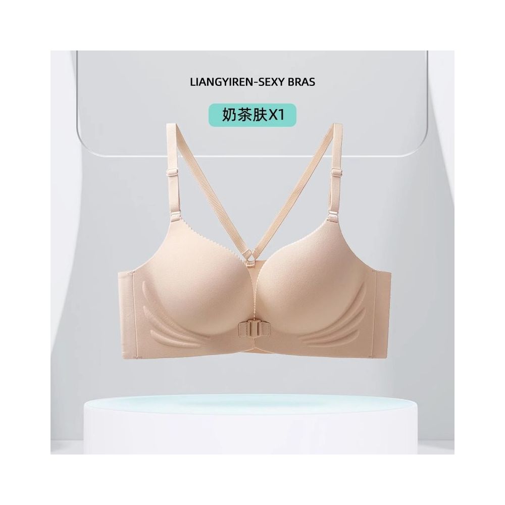 Sexy front button lingerie for women with small breasts gathered together to show off no steel ring anti sagging Y shaped beauty backlit surface and seamless text bra