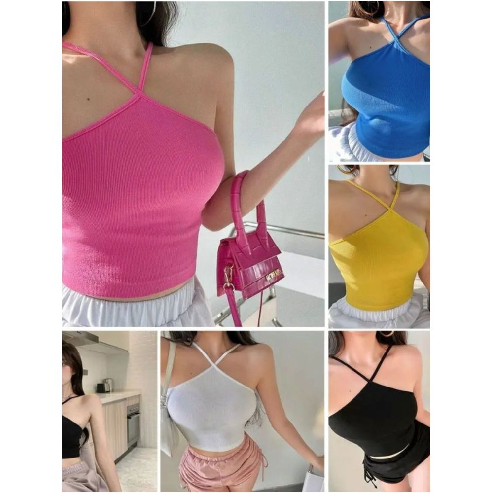 Solid color backless short vest solid color slim fit backless short vest image 0