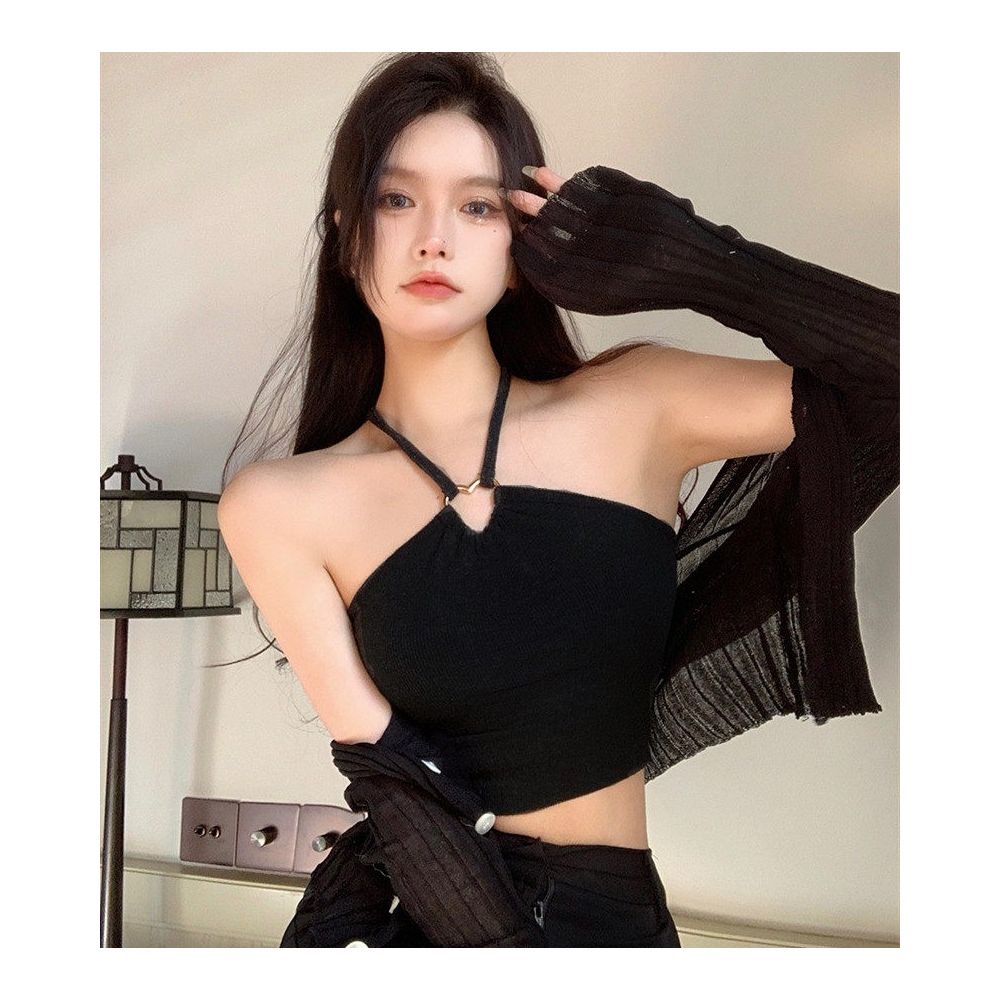 Pure desire short style with base layer for women s Instagram super hot summer sexy spicy girl hanging neck slim fit tank top trend image 0