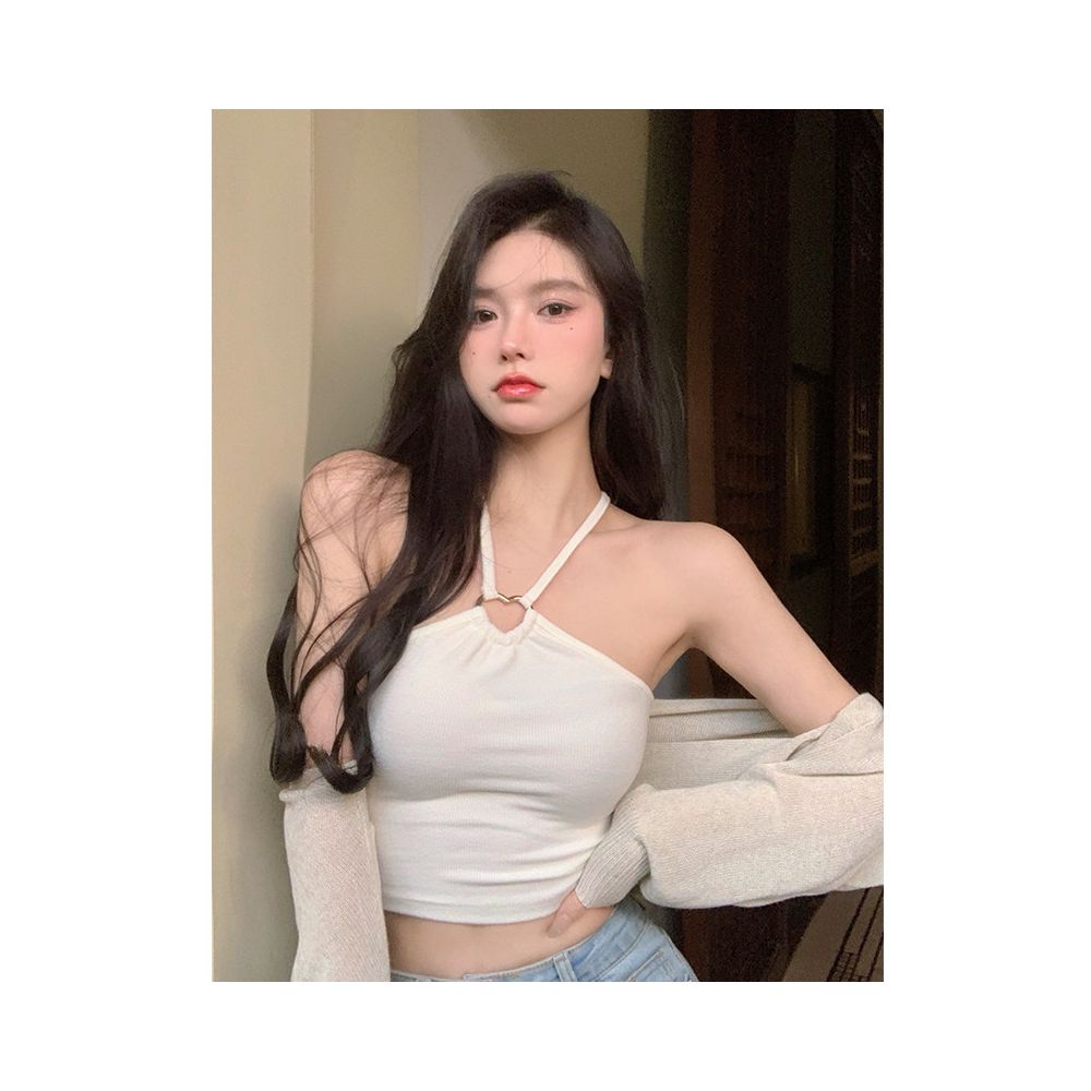 Pure desire short style with base layer for women s Instagram super hot summer sexy spicy girl hanging neck slim fit tank top trend image 3