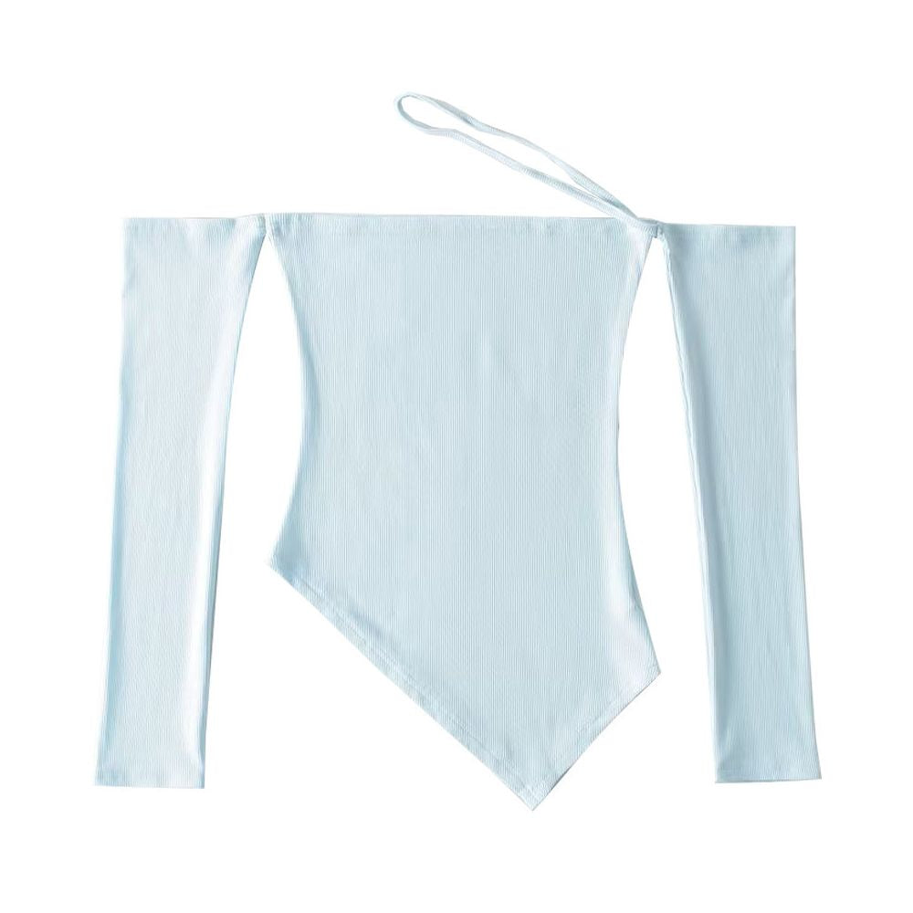 Pure Desire Wind Sexy One Neck Spicy Girl Long Sleeve T shirt Design Sense Spring Summer New Women s Irregular Bottom Shirt Top image 5