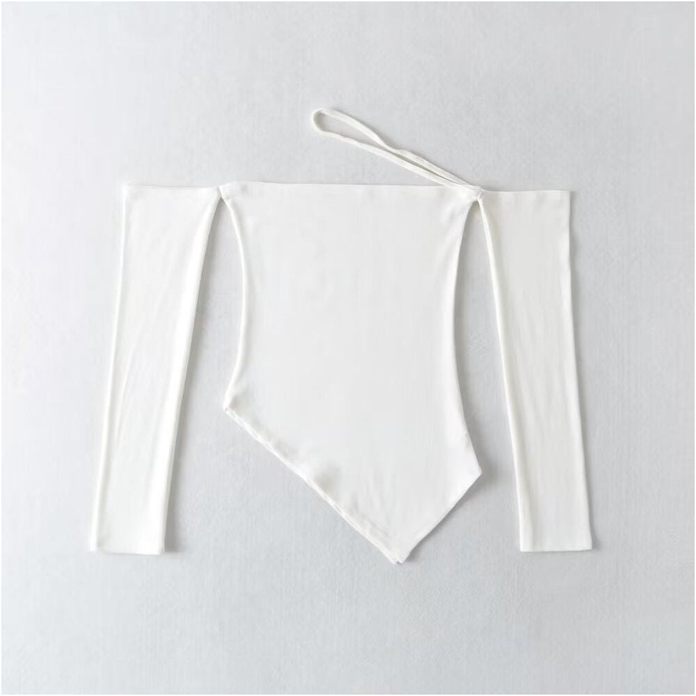 Pure Desire Wind Sexy One Neck Spicy Girl Long Sleeve T shirt Design Sense Spring Summer New Women s Irregular Bottom Shirt Top