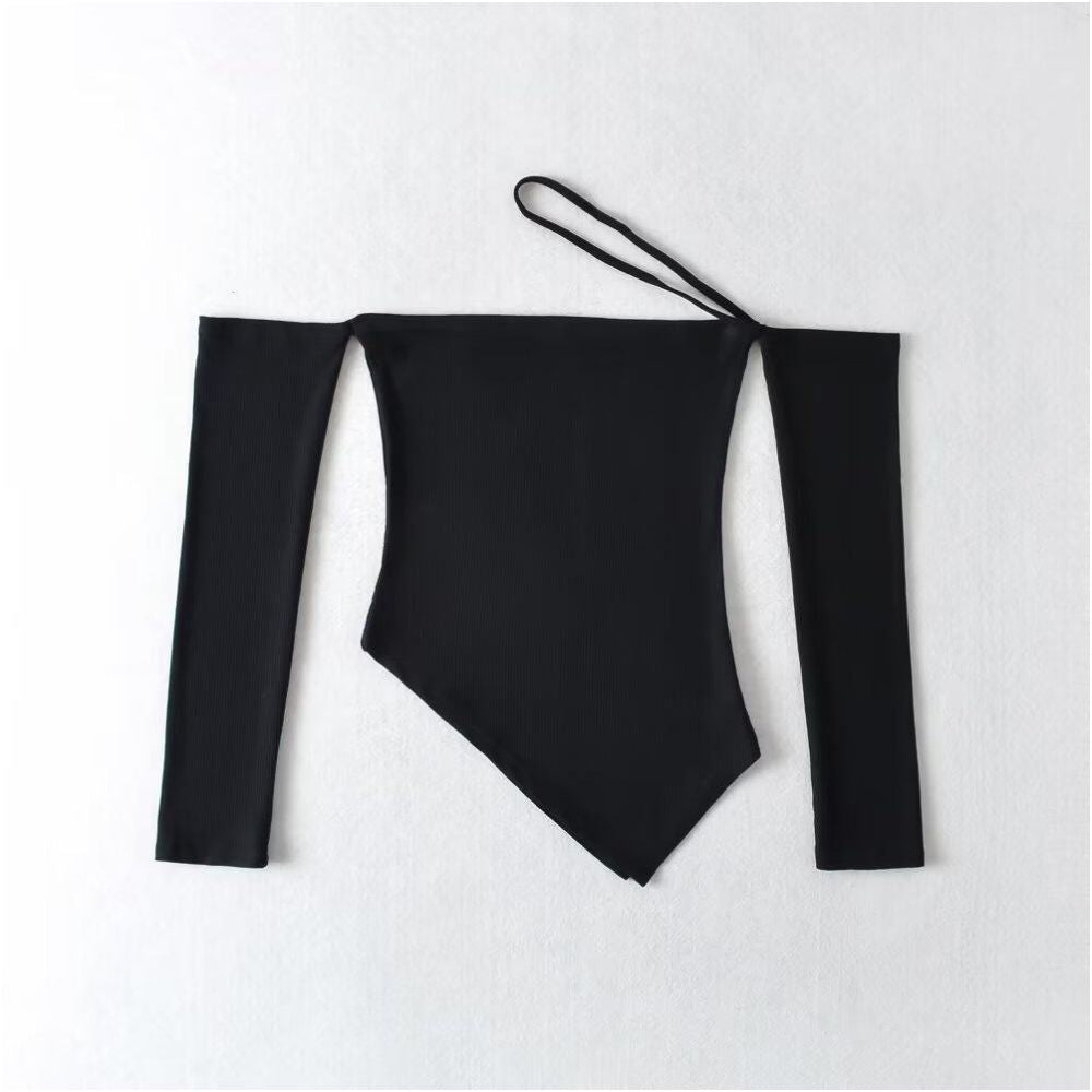 Pure Desire Wind Sexy One Neck Spicy Girl Long Sleeve T shirt Design Sense Spring Summer New Women s Irregular Bottom Shirt Top