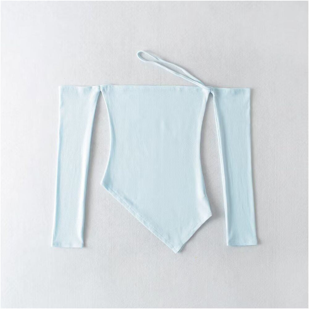 Pure Desire Wind Sexy One Neck Spicy Girl Long Sleeve T shirt Design Sense Spring Summer New Women s Irregular Bottom Shirt Top