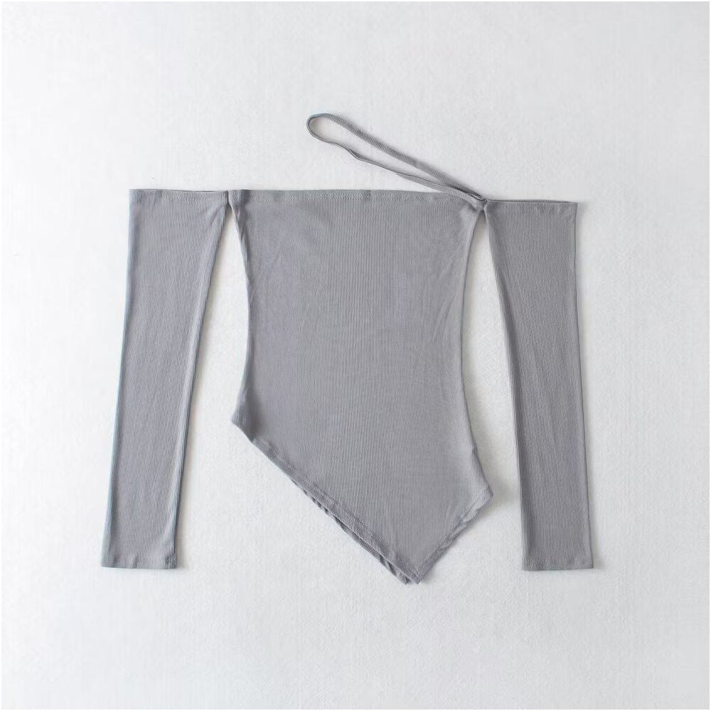 Pure Desire Wind Sexy One Neck Spicy Girl Long Sleeve T shirt Design Sense Spring Summer New Women s Irregular Bottom Shirt Top