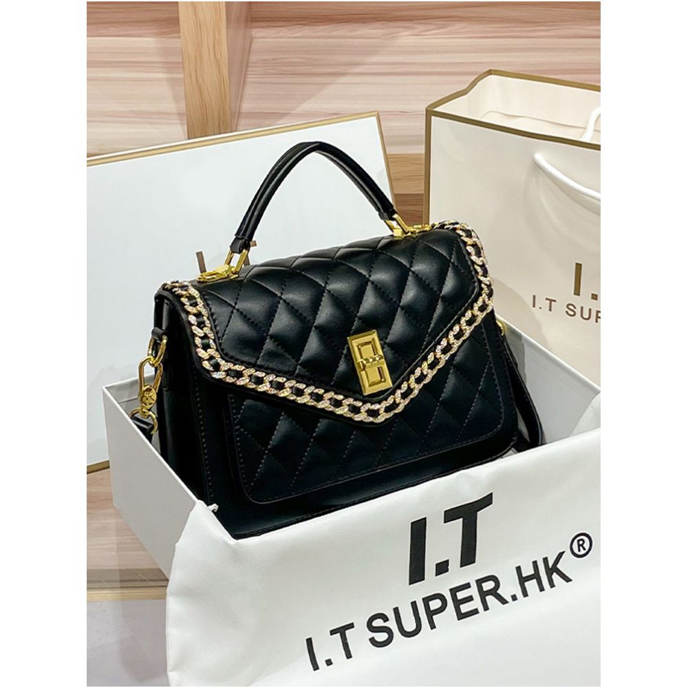 Hong Kong counter high end leather small fragrant style diamond grid bag for women 2025 new commuting fashion crossbody small square bag image 1