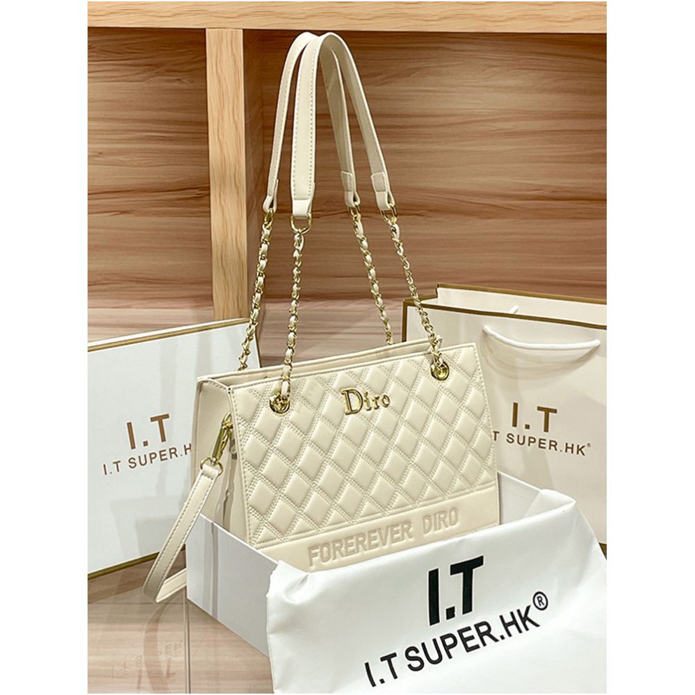 Hong Kong counter leather large capacity commuting tote bag for women 2025 new high end chain bag single shoulder crossbody bag image 0