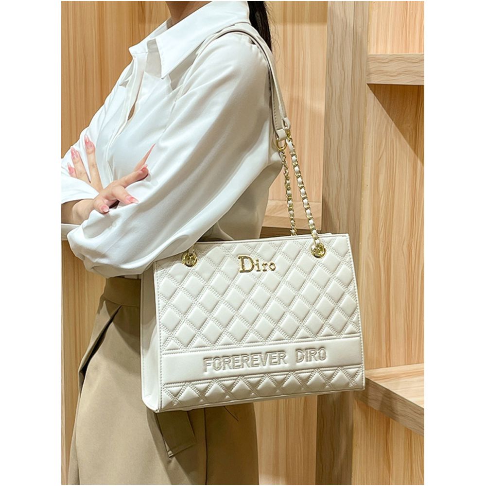 Hong Kong counter leather large capacity commuting tote bag for women 2025 new high end chain bag single shoulder crossbody bag image 3