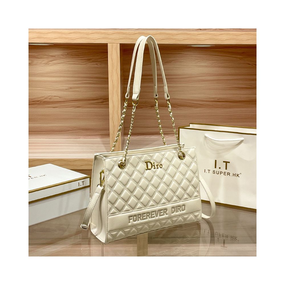 Hong Kong counter leather large capacity commuting tote bag for women 2025 new high end chain bag single shoulder crossbody bag