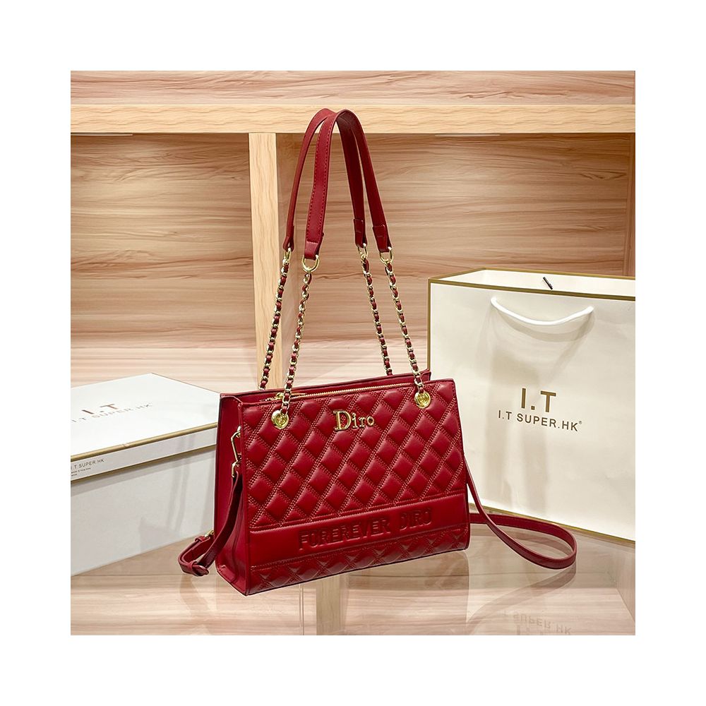 Hong Kong counter leather large capacity commuting tote bag for women 2025 new high end chain bag single shoulder crossbody bag