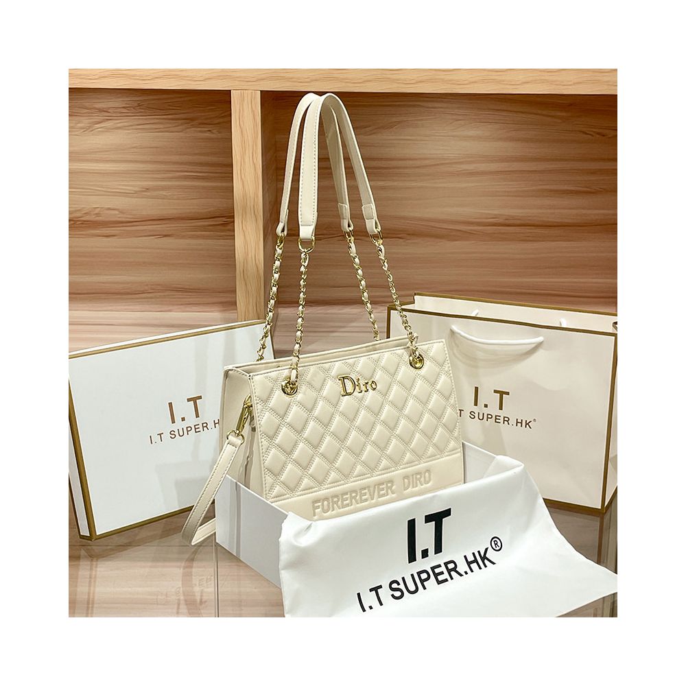 Hong Kong counter leather large capacity commuting tote bag for women 2025 new high end chain bag single shoulder crossbody bag