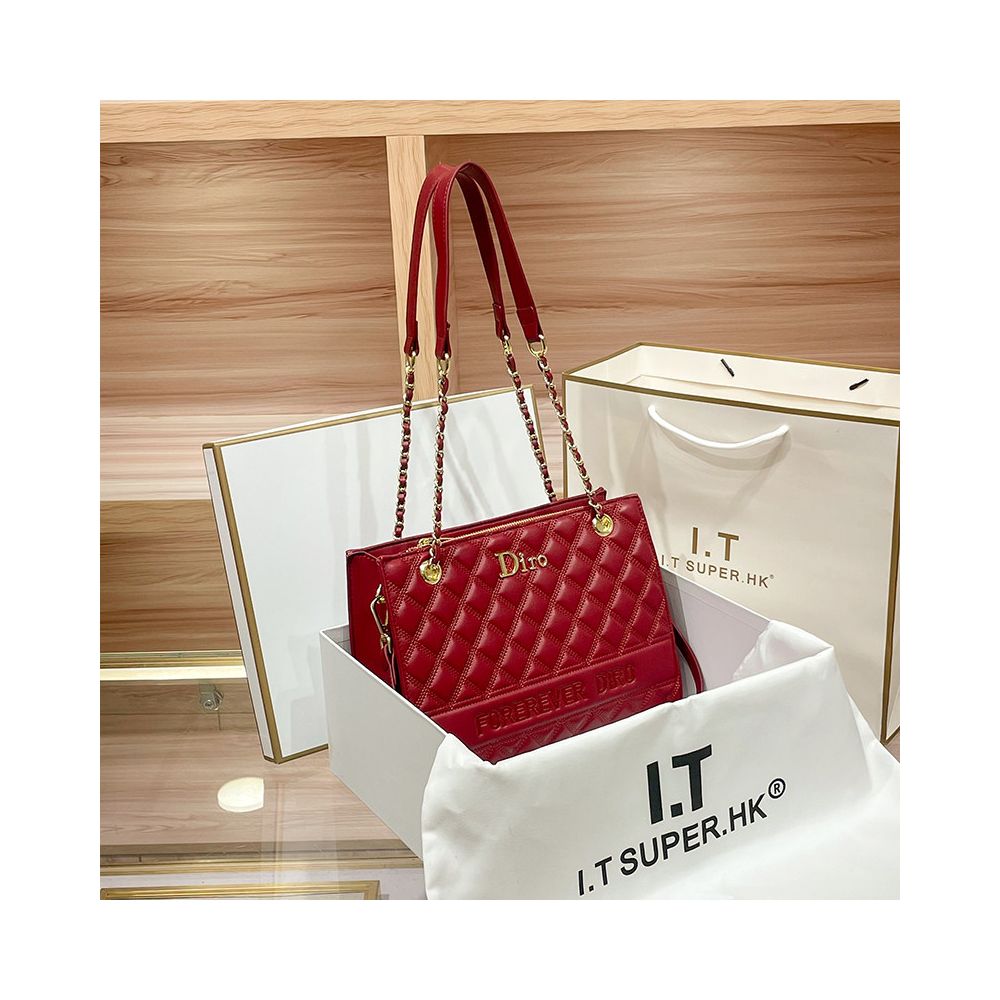 Hong Kong counter leather large capacity commuting tote bag for women 2025 new high end chain bag single shoulder crossbody bag