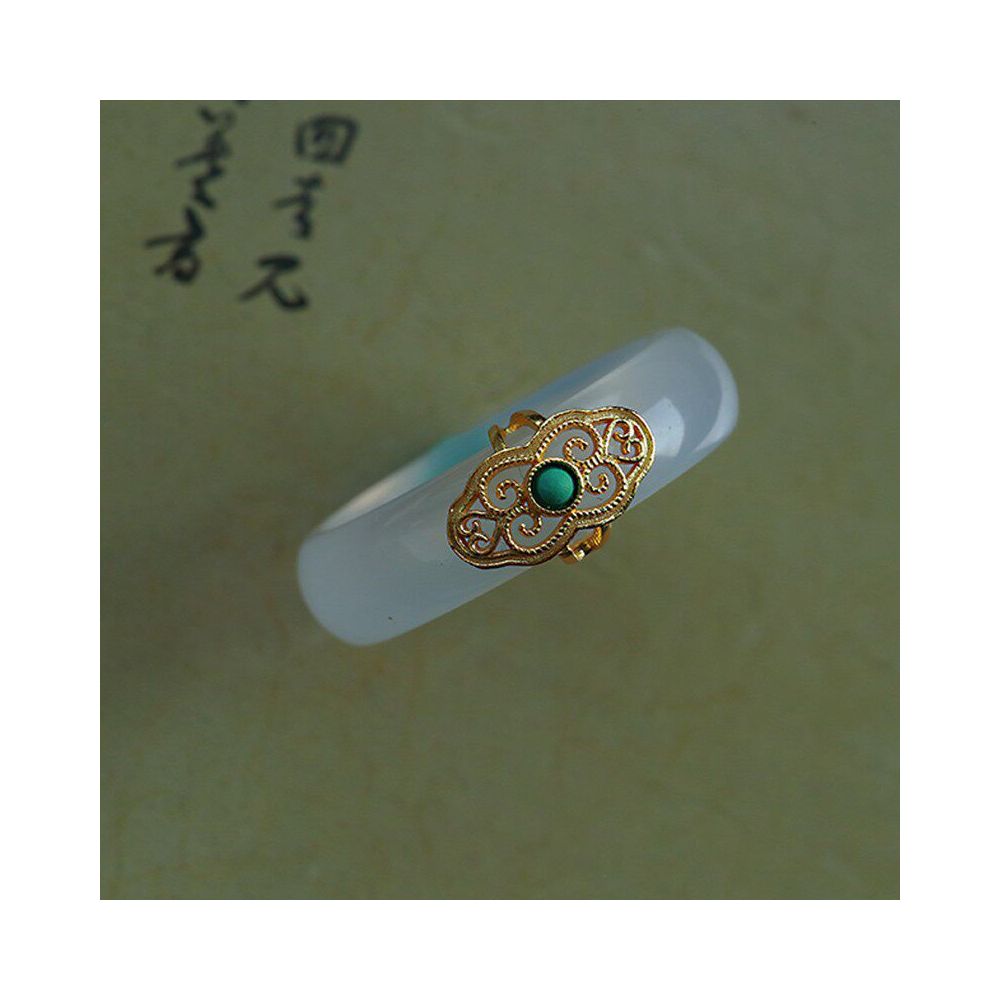 New Autumn Wind Drunken Imitation Natural High Ice White Jade Marrow Ring High Grade Female Niche Design New Chinese Style Whitening image 2