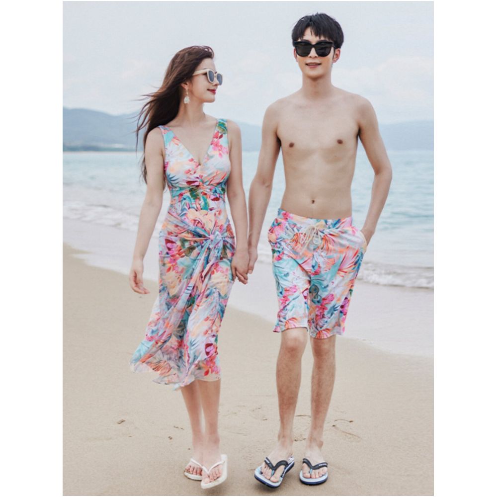Couple swimsuit women s summer 2026 new sexy jumpsuit style slimming and belly covering beach vacation hot spring men s suit image 1