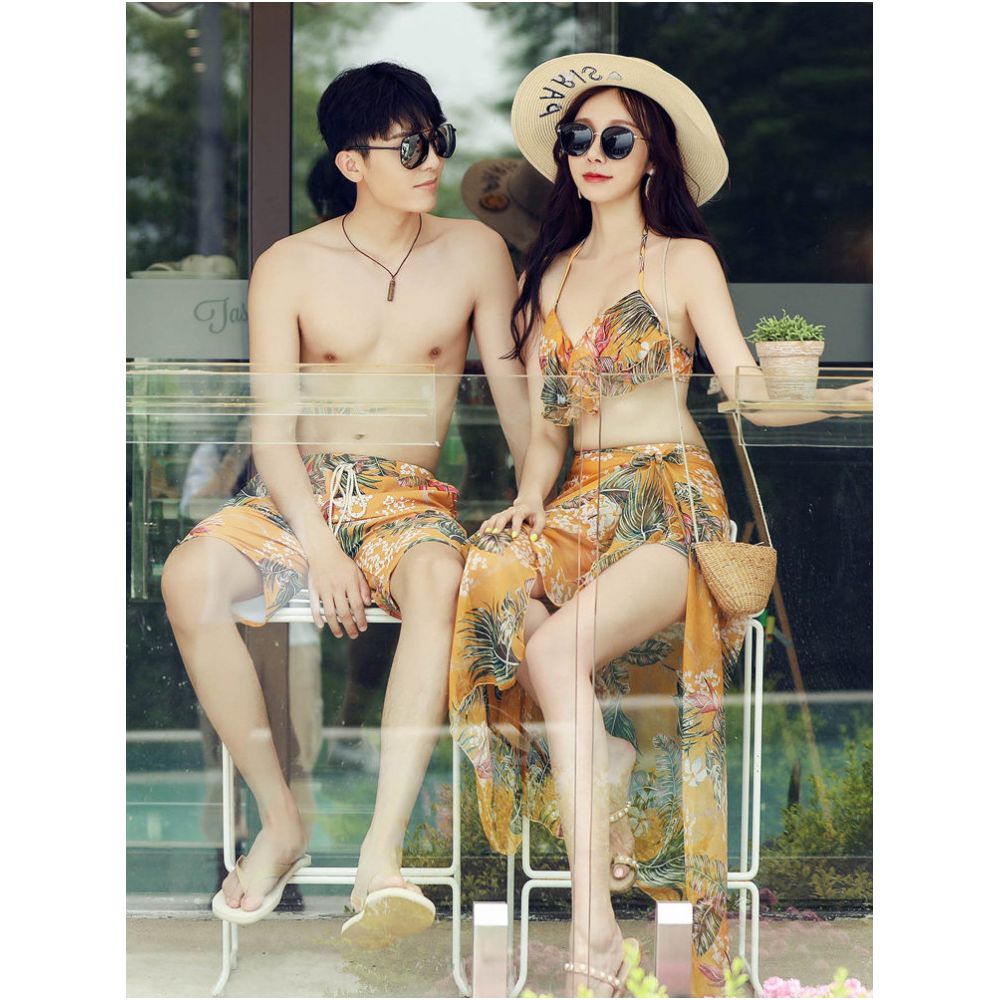 Couple swimsuit beach sexy slimming bikini three piece set couple swimsuit honeymoon set beach pants image 3