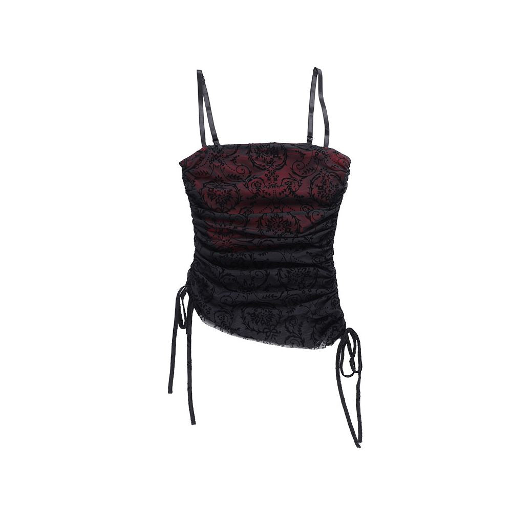 Subcultural wheels dance outfit black queen sexy suit women s lace camisole spicy girl slim fit bell bottom pants