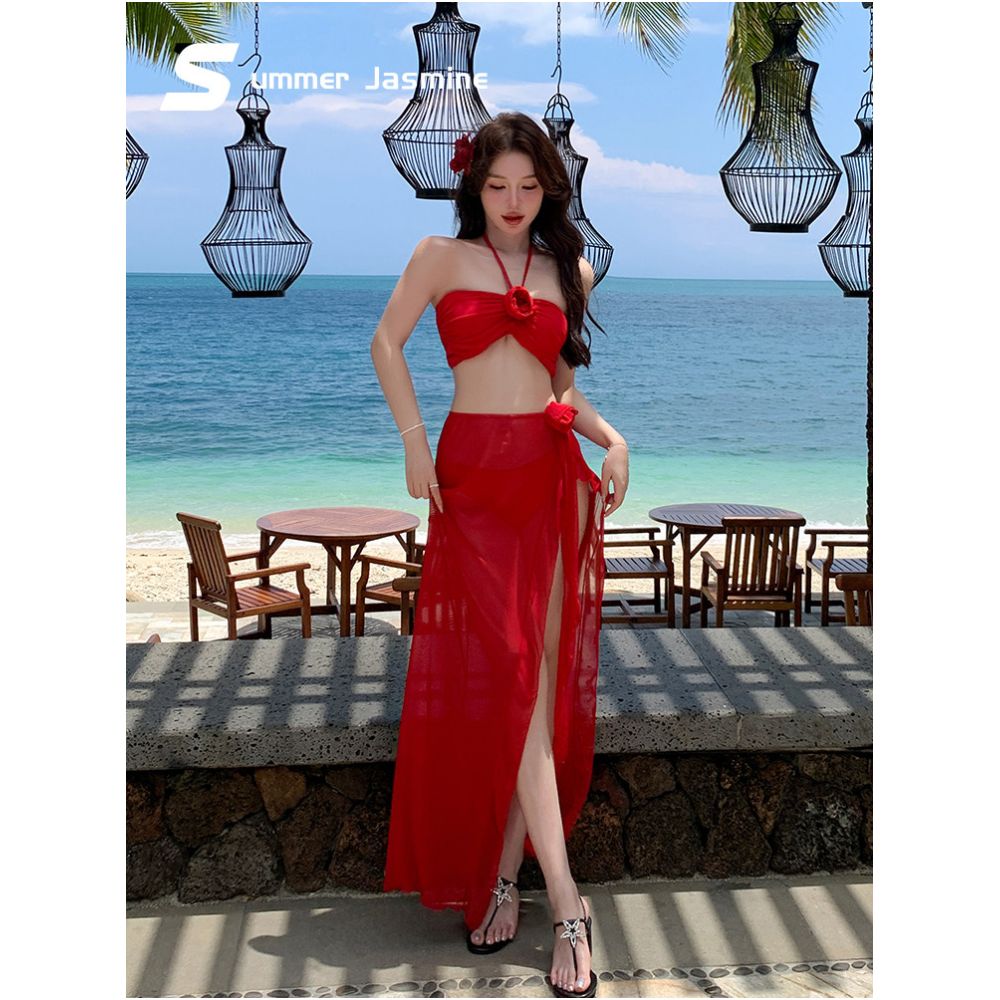 Xia Mo Wei Lan swimsuit women s 2025 new sexy slim split bikini skirt style small chest high end hot spring image 0