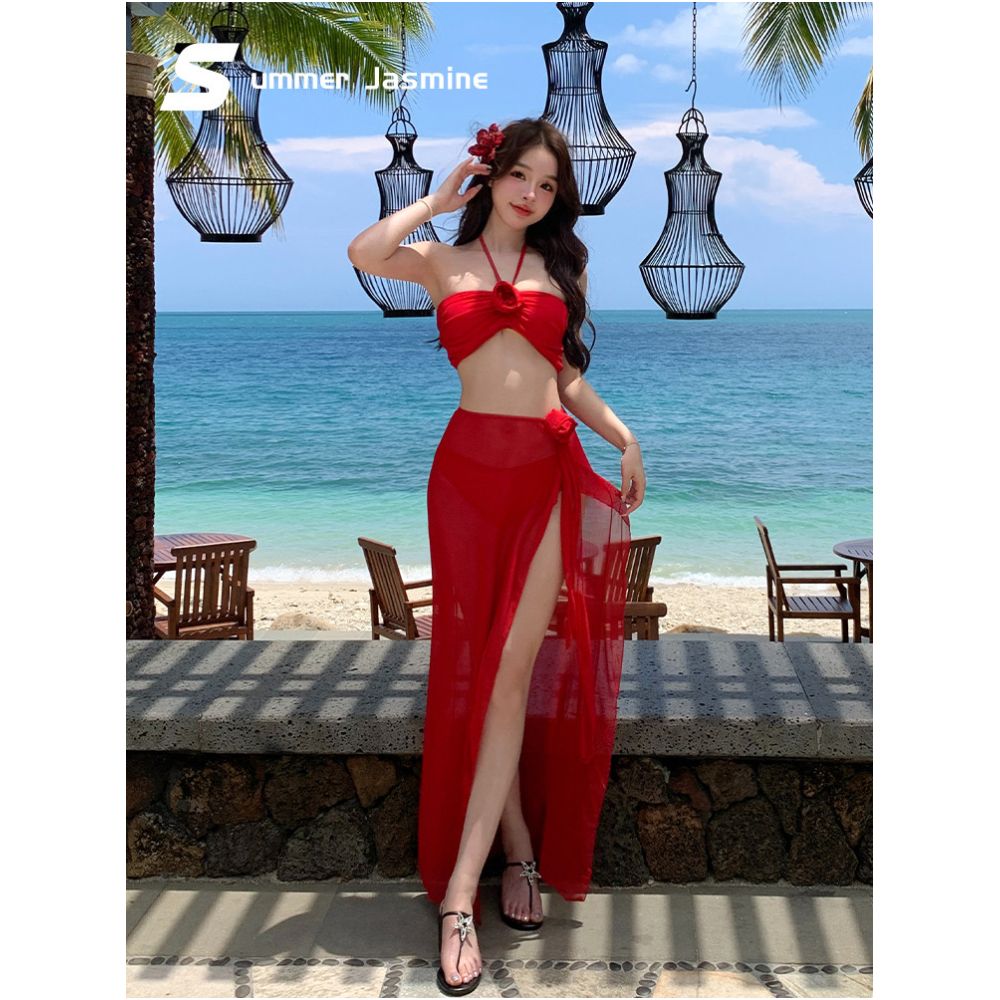 Xia Mo Wei Lan swimsuit women s 2025 new sexy slim split bikini skirt style small chest high end hot spring image 2