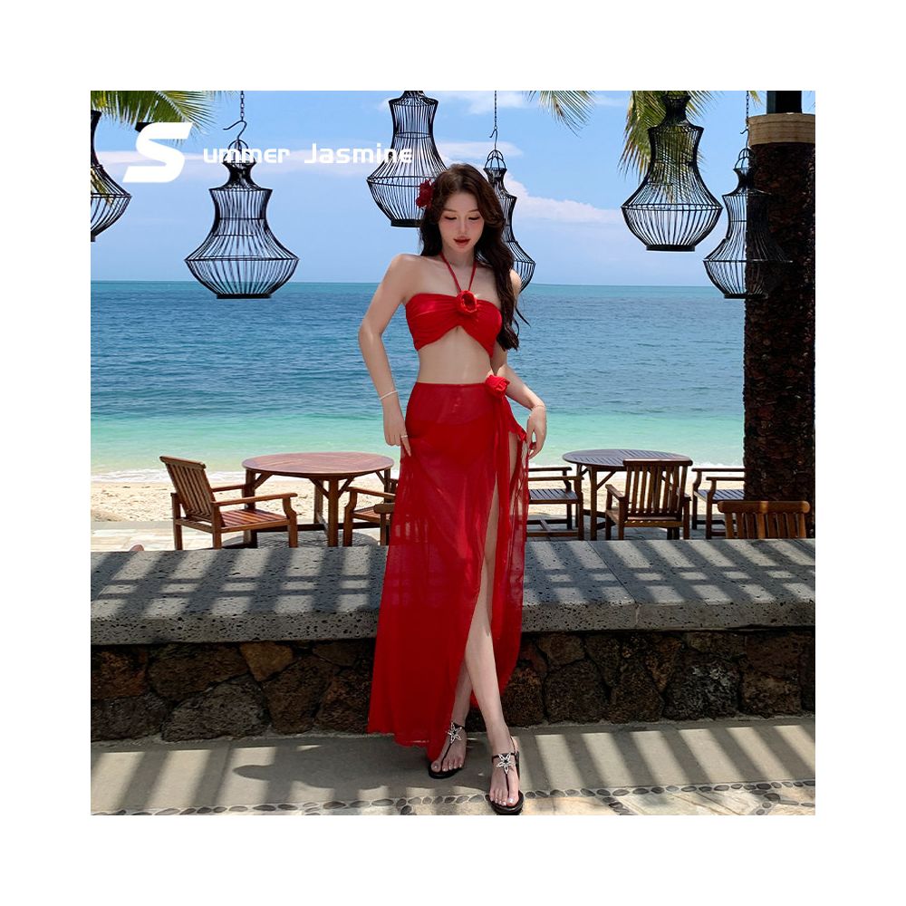 Xia Mo Wei Lan swimsuit women s 2025 new sexy slim split bikini skirt style small chest high end hot spring