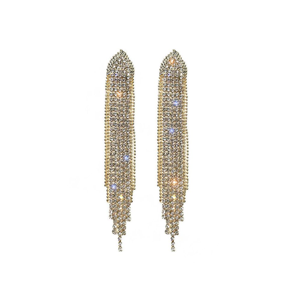 925 silver needle triangle long tassel earrings exaggerated internet celebrity night shop style European and American fashion exaggerated earrings earrings earrings earrings image 4