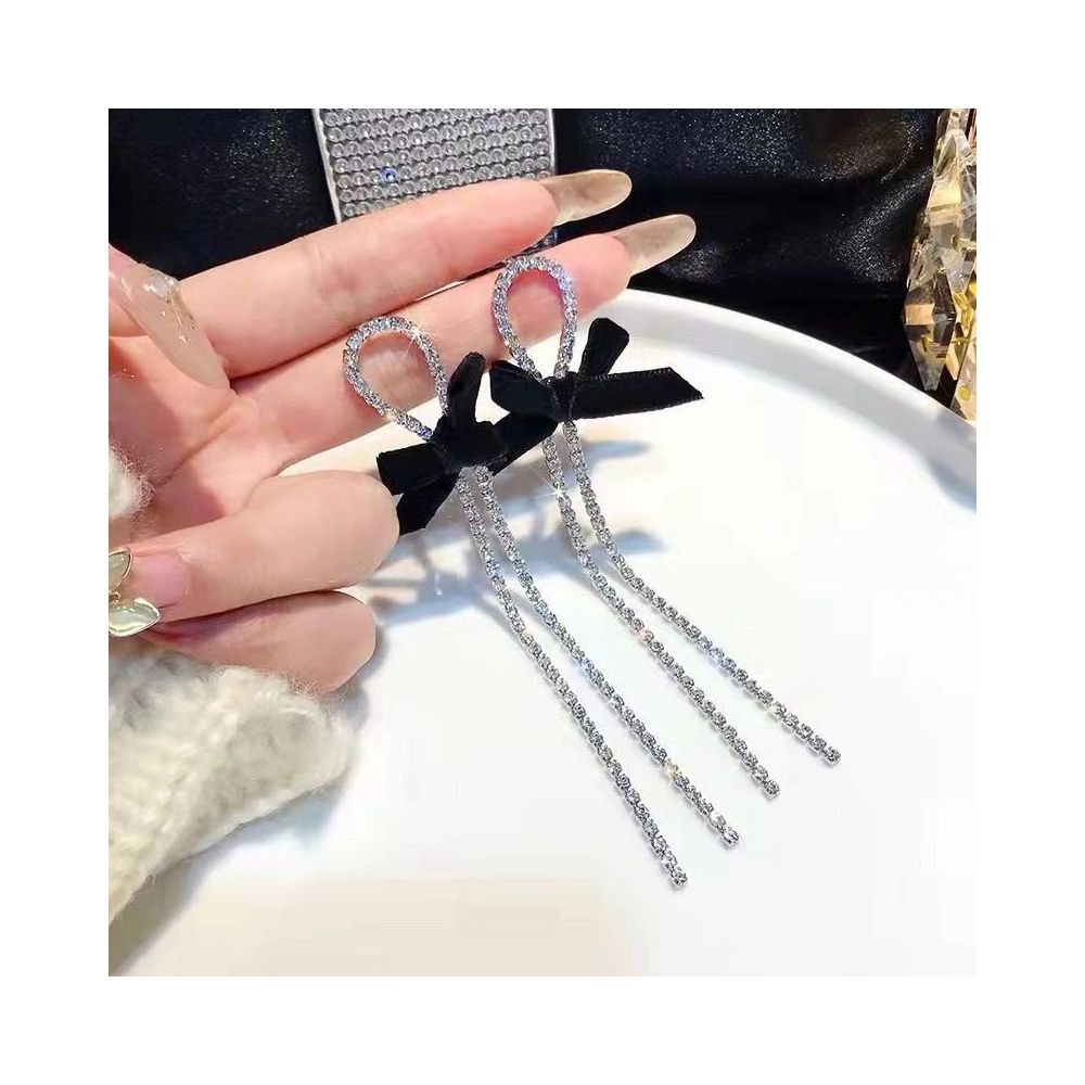 925 silver needle triangle long tassel earrings exaggerated internet celebrity night shop style European and American fashion exaggerated earrings earrings earrings earrings