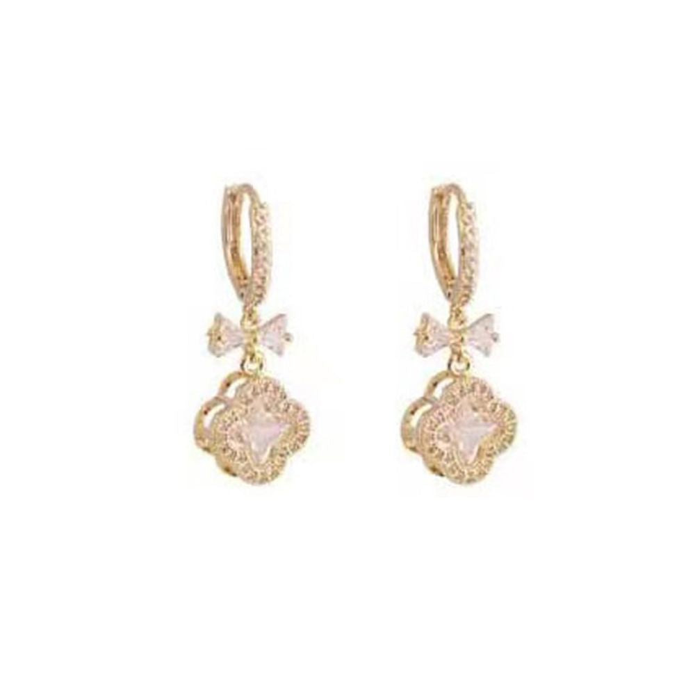 Korean style fashion temperament exaggerated personality four leaf clover zircon earrings for women 2026 new light luxury high end earrings image 4