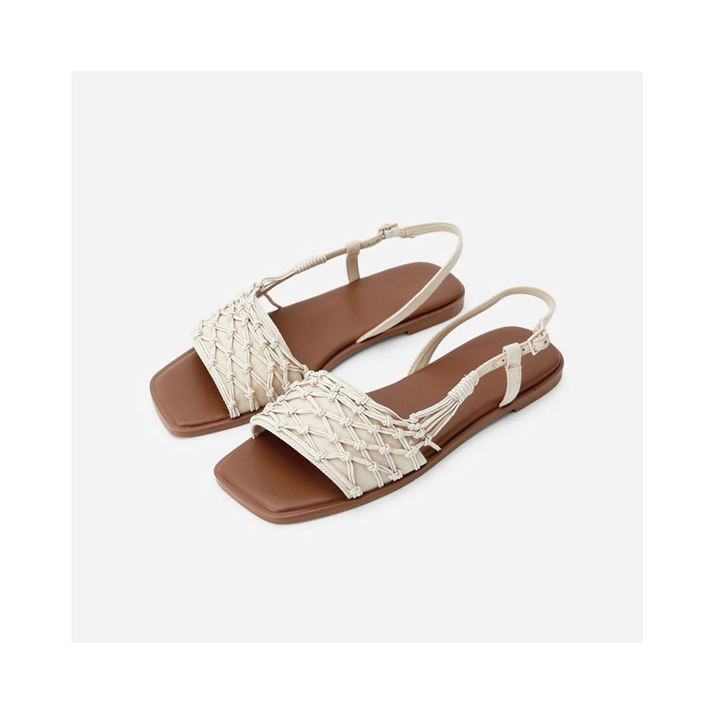 Accompany a trip to 2026 spring and summer versatile Bohemian one button Roman sandals internet famous woven flat shoes for women image 3