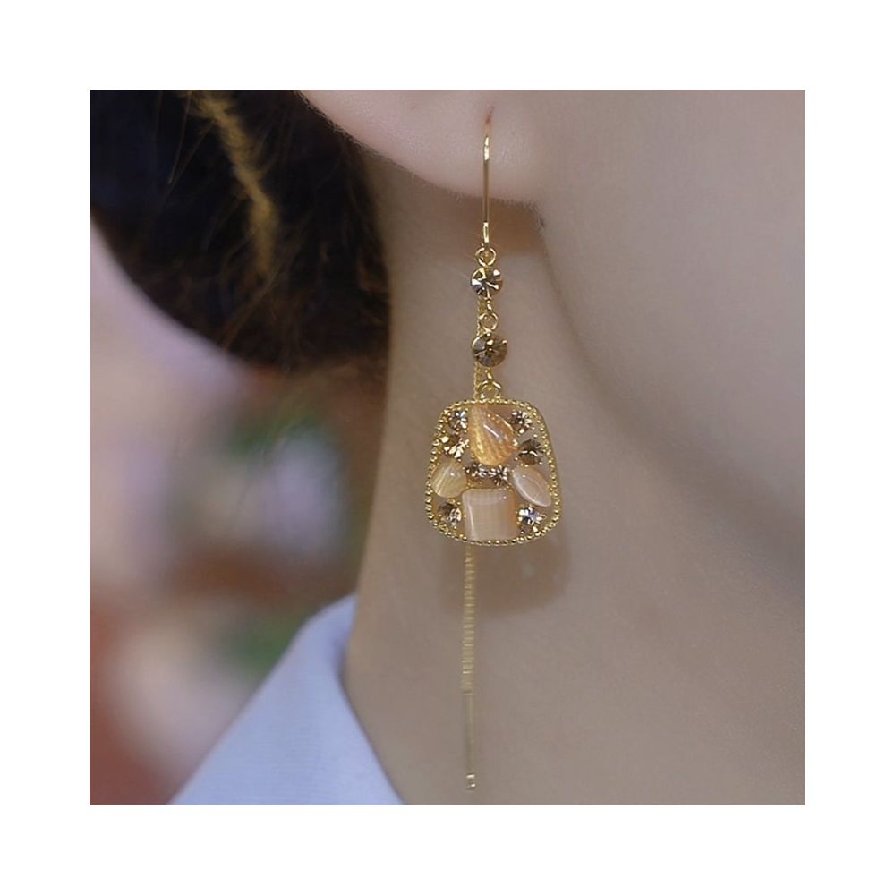 High end internet celebrity popular geometric diamond long tassel earrings with fashionable and luxurious temperament 2025 new trend image 2