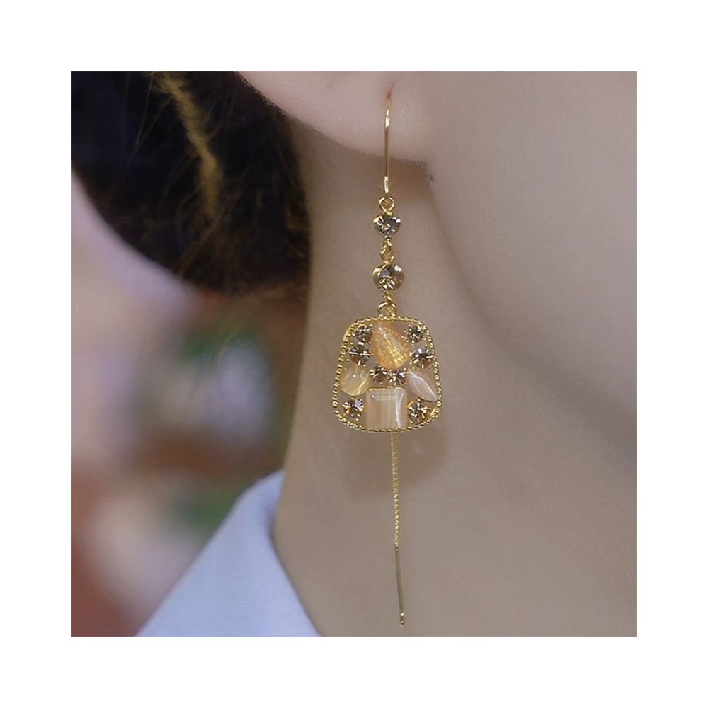 High end internet celebrity popular geometric diamond long tassel earrings with fashionable and luxurious temperament 2025 new trend image 5